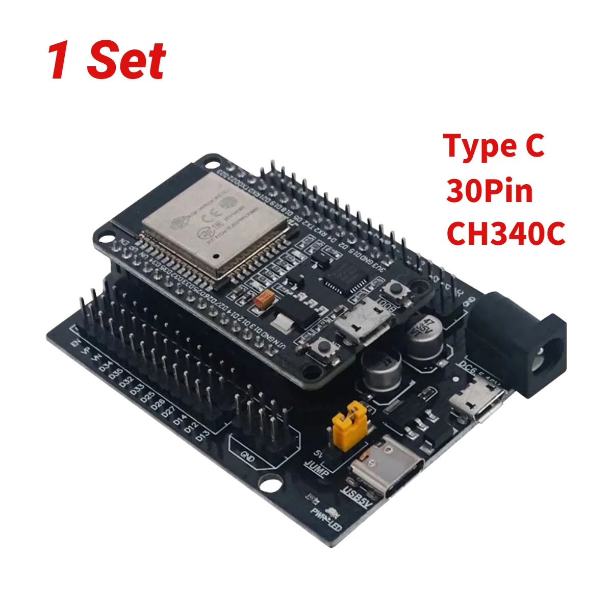 COOLMOON ESP32-Entwicklungsplatine TYPE-C CH340C WiFi + Bluetooth Ultra-Low Power Dual Core ESP32-DevKitC-32 ESP32-Erweiterungsplatine 7
