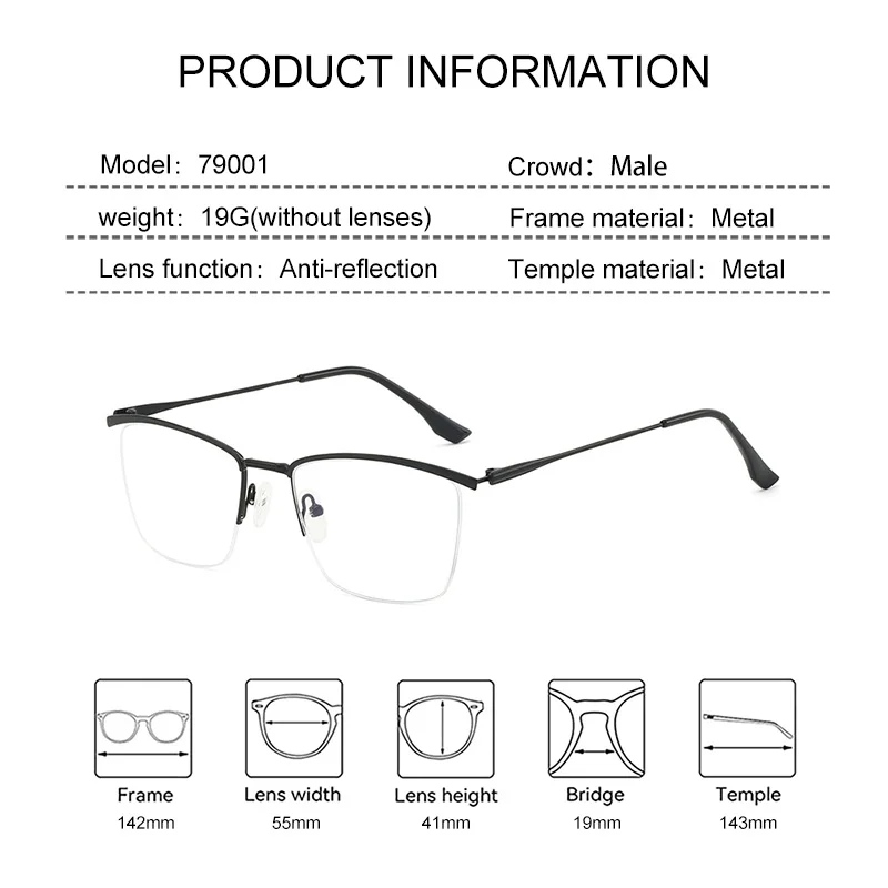 EYORA ريترو التيارات المعدنية نصف إطار نظارات للقراءة مكافحة بلو راي قصر النظر ومد البصر اللونية وصفة طبية نظارات عدسة