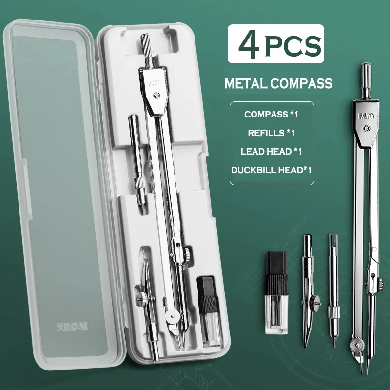 M&G High Precision Professional Metal Compass Drawing Set With Pencil Refills Lead School Compass Drawing Set
