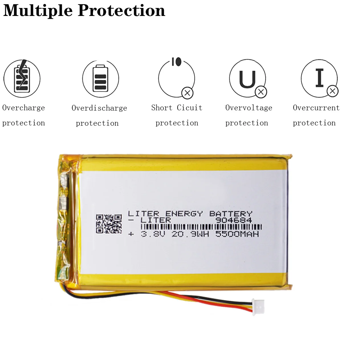 904684 5500mah 3.8V rechargeable li-polymer battery for GPS PDA Recreational machines RG406V Game console