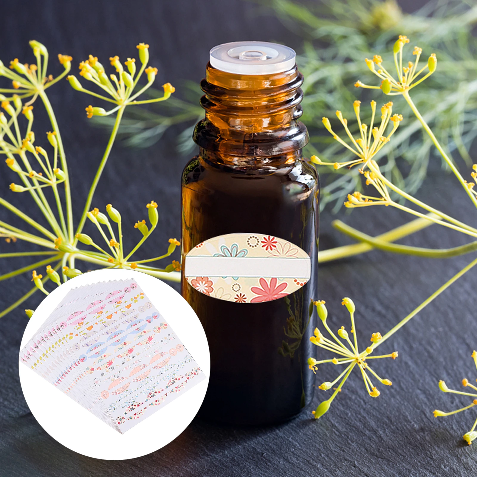 12 ورقة من ملصقات زجاجات الزيوت العطرية ذاتية اللصق المقاومة للماء لتزيين زجاجات العطور والروائح العلاجية