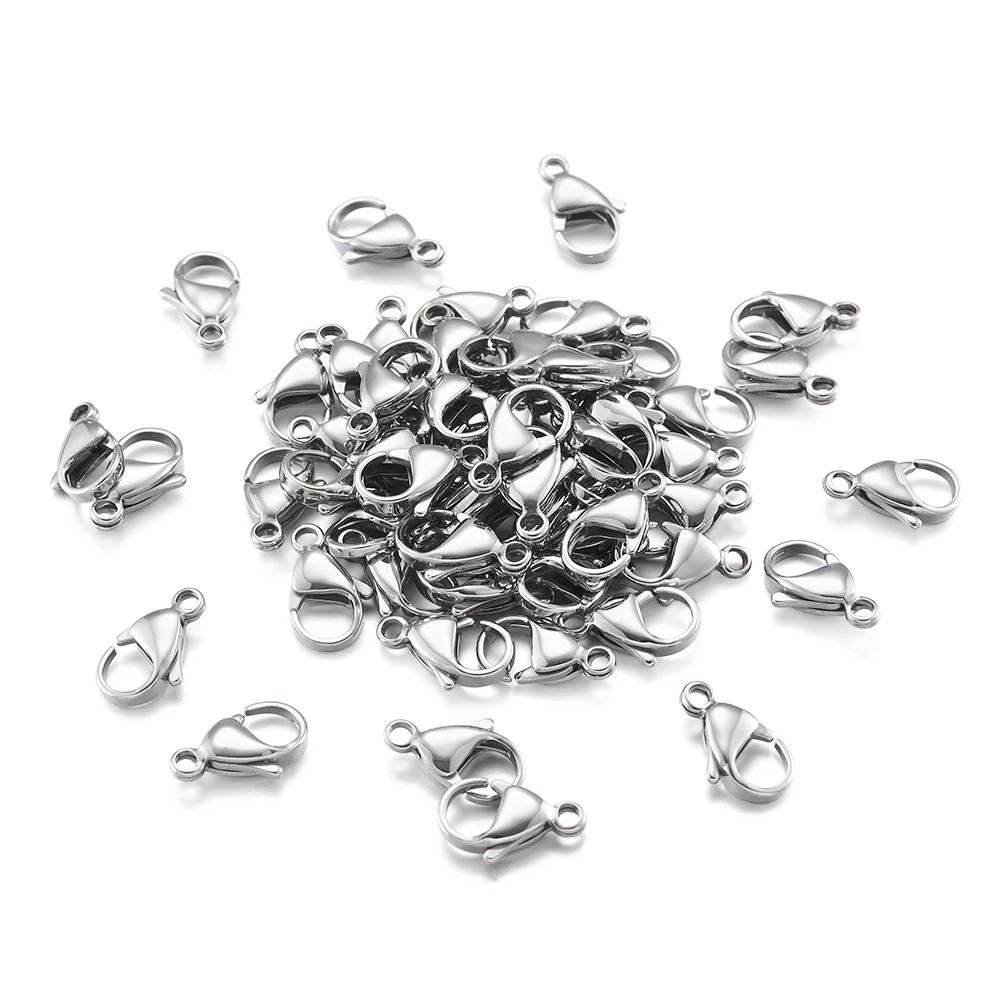 100pcs 304 Stainless Steel Lobster Claw Clasps for DIY Bracelet Necklace Making 9mm 10mm 11mm 12mm 13mm 15mm Golden Color