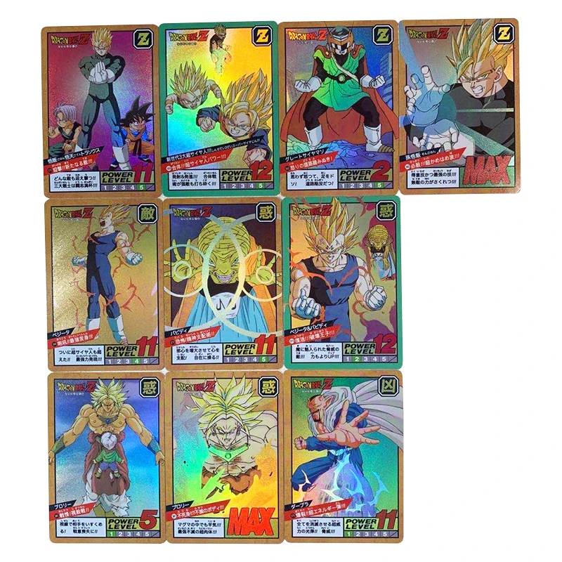 10Pcs/set Dragon Ball Flash Cards Super Saiyan Goku Gohan Vegeta Fierce Battle Game Anime Collection Cards Christmas Gift Toys