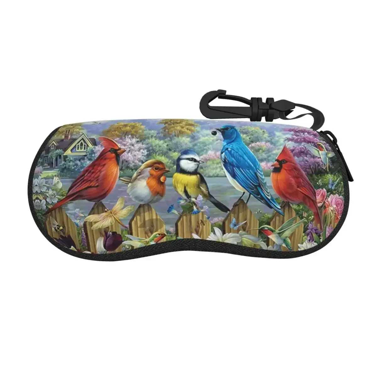 Custom Birds In A Blooming Garden Glasses Case Stylish Shell Eyeglasses Case Sunglasses Box