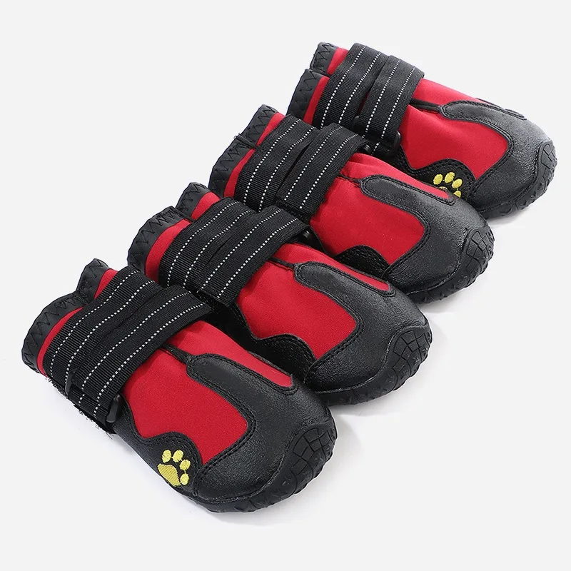 Waterproof Dog Boots Warm Snow 4pcs/set Pet Dog Shoes Reflective Rain Pets Booties Anti-slip Socks Footwear For Medium Large Dog