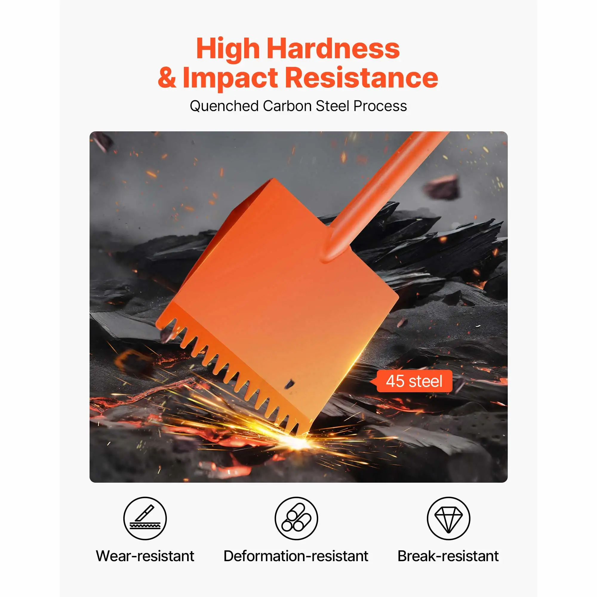 SucceBuy Shingle Shovel D-Grip Handle Shingle Roof Ripper High Hardness 45 Steel Lightweight Easy Tearing Off Roofing Nails Tool