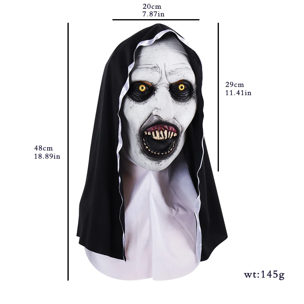 Máscara de látex assustadora para cosplay, headpiece de horror, máscara para o Halloween, mascarada de carnaval, traje Purim, adereços para vestir, festa