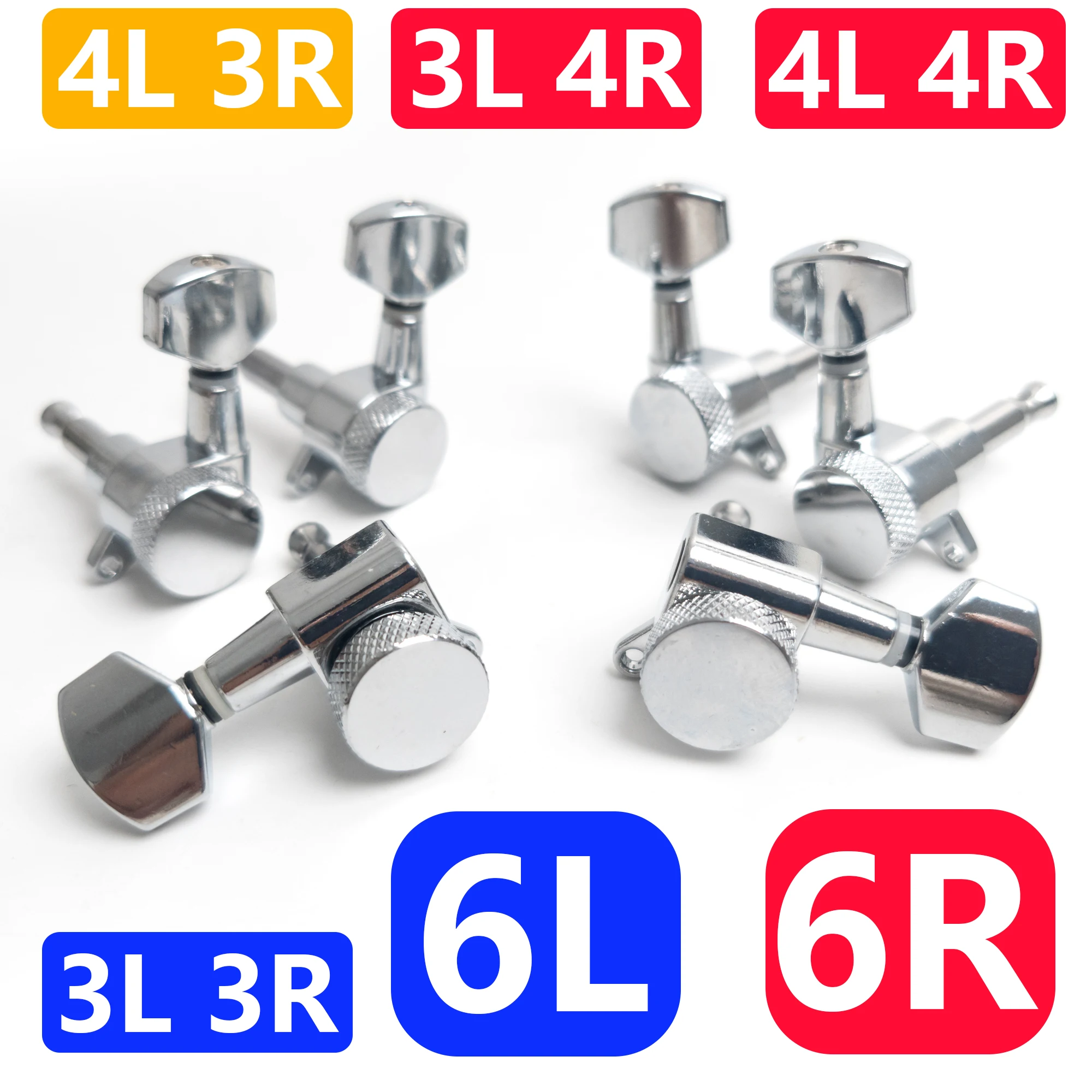 

Guitar Tuning Pegs Machine Heads Set Chrome High Precision 1:18 Locking Guitar Tuners Set 6R,6L,3L3R,3L4R,4L3R,4L4R Selectable