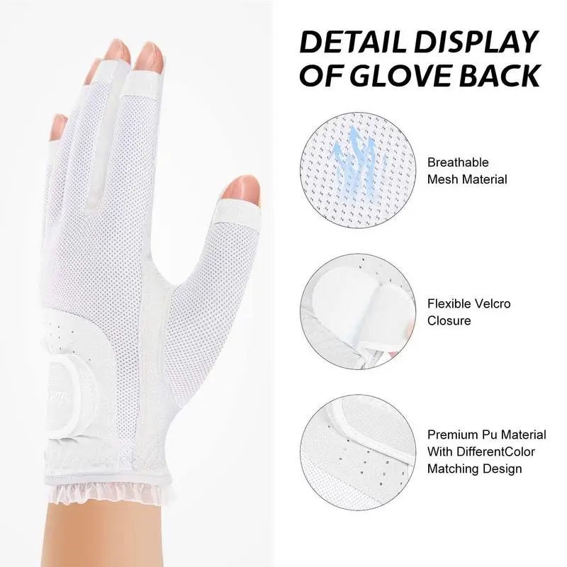 Golf Glove 1 Pair Fingerless Golf Gloves With Magic Strap Closure Different Color Matching Golf Gloves High Elastic Breathable