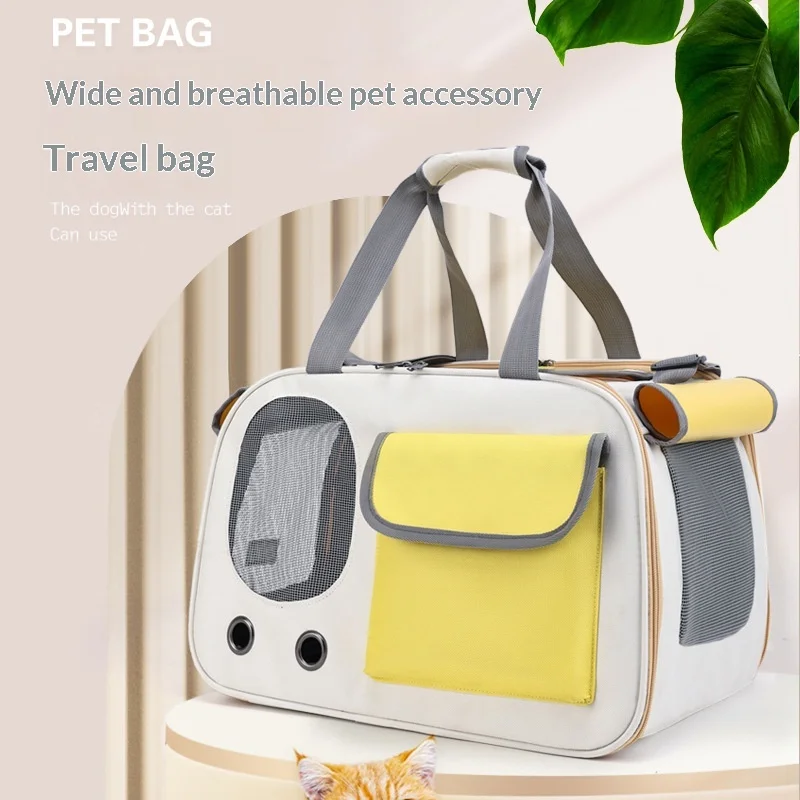 

New Large Capacity Breathable Oxford Fabric Cat Dog Shoulder Bag, Lightweight Portable Travel Pet Carrier, Crossbody Outgoing