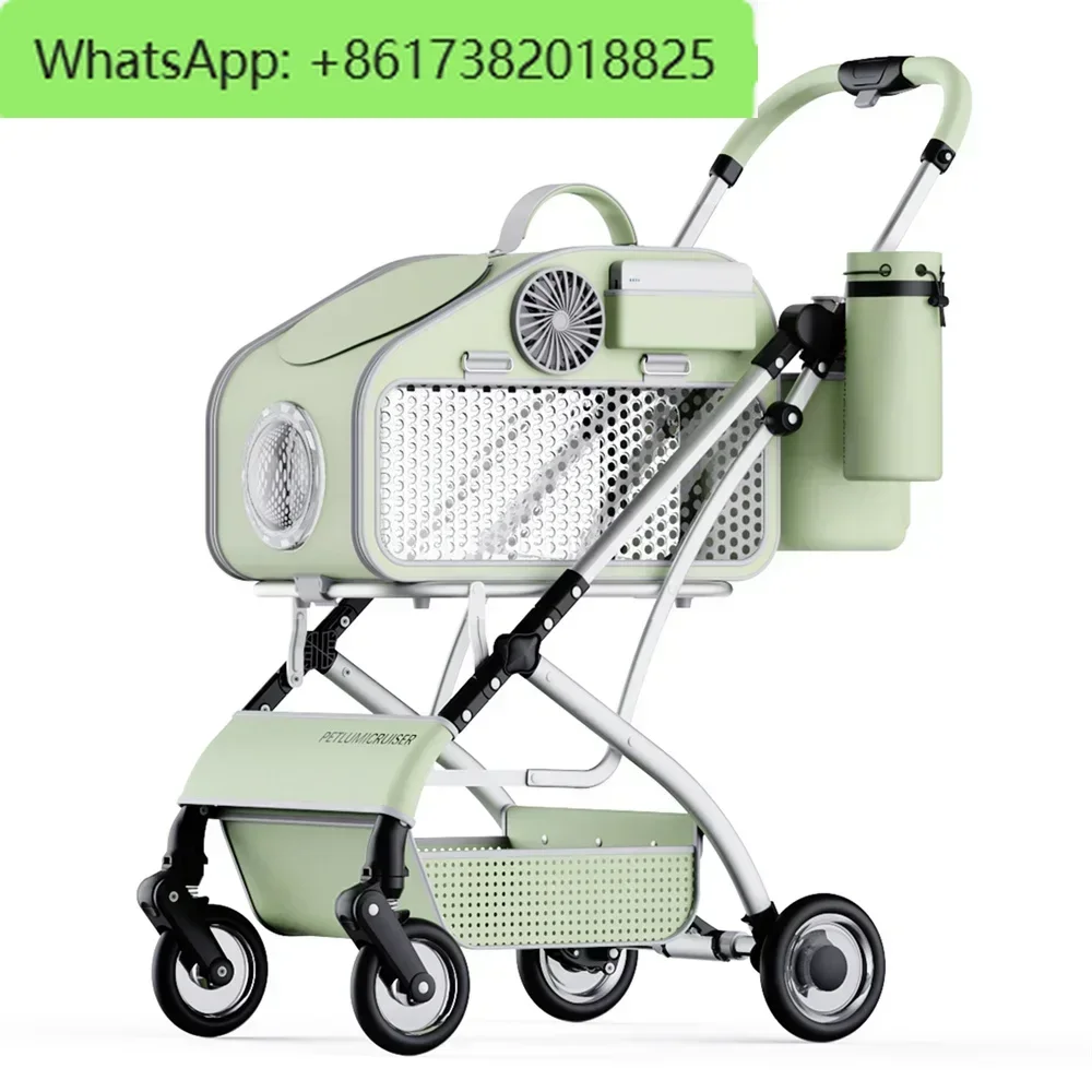 Cochecito para mascotas y perros, andador transparente para perros, cochecito de viaje, cochecito para gatos rosa, extractor para perros, ligero y desmontable