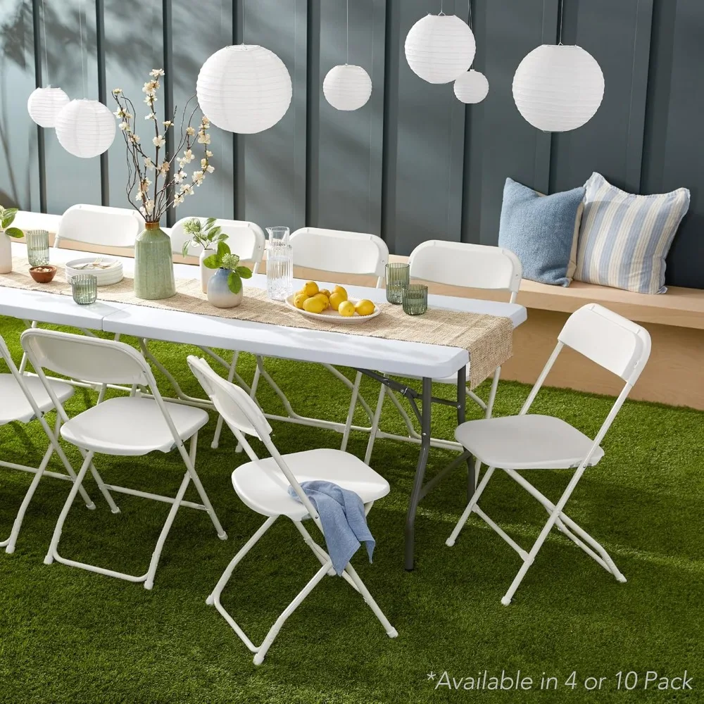 Set of 10 Plastic Folding Chairs, Portable Stacking Indoor/Outdoor Seating with Non-Slip Feet, 350 lbs. weight capacity