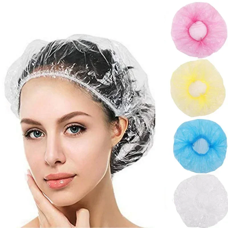 100pcs Disposable Shower Cap Elastic Mesh Shape Non-woven Bath Hat for Eyelash Extension Clear Waterproof Hair Hat Shower Cap