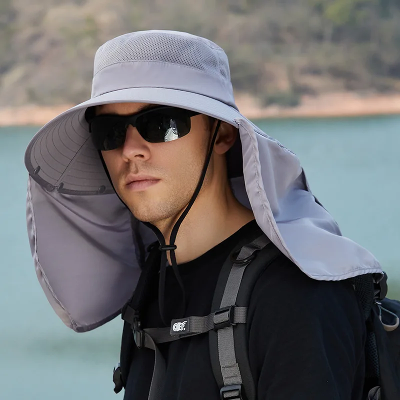 

Hat With Neck Flap Men Summer Sun Beach Big Brim Upf50 Breathable Climbing Fishing Outdoor Accessory