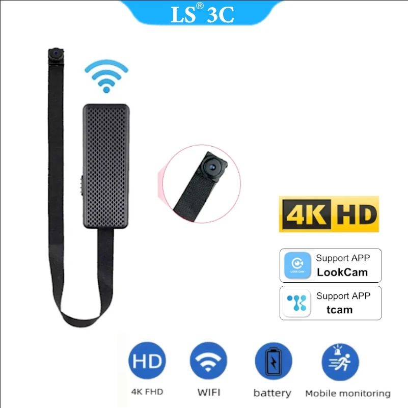 

Портативная мини-камера 4K HD поддерживает подключение Wi-Fi для удаленного просмотра, мобильного мониторинга, небольшая беспроводная камера своими руками