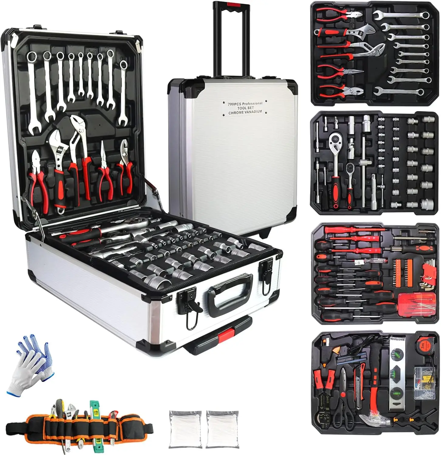 

Set with Tool Box, Household Tool Kit, General Home/Auto Repair Tool Set, Storage Case Socket Wrench Sets for Home Maintena