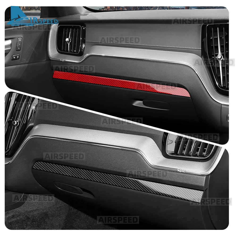 For Volvo XC60 2018 2019 2020 2021 2022 2023-2026 Car Co-pilot Stripes Cover Sticker Interior Trim Carbon Fiber Accessories