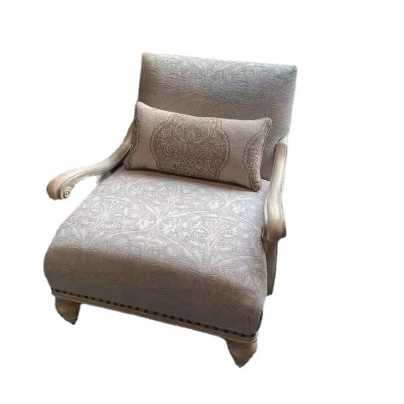 American single sofa, retro light luxury solid wood, French casual sofa swivel chair