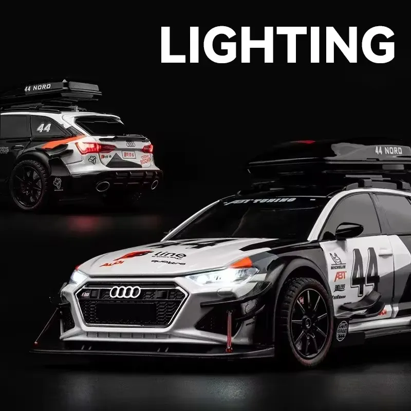 1:24 Audi RS6 versión modificada modelo de coche de juguete aleación Diecast con luz trasera y sonido modelo coches niños regalos para niños