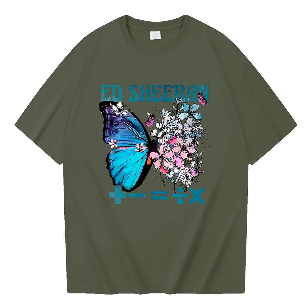 Ed Sheeran Mathematics Tour 2024 Butterfly T-shirt O-Neck Short Sleeve Shirts Fans Gift