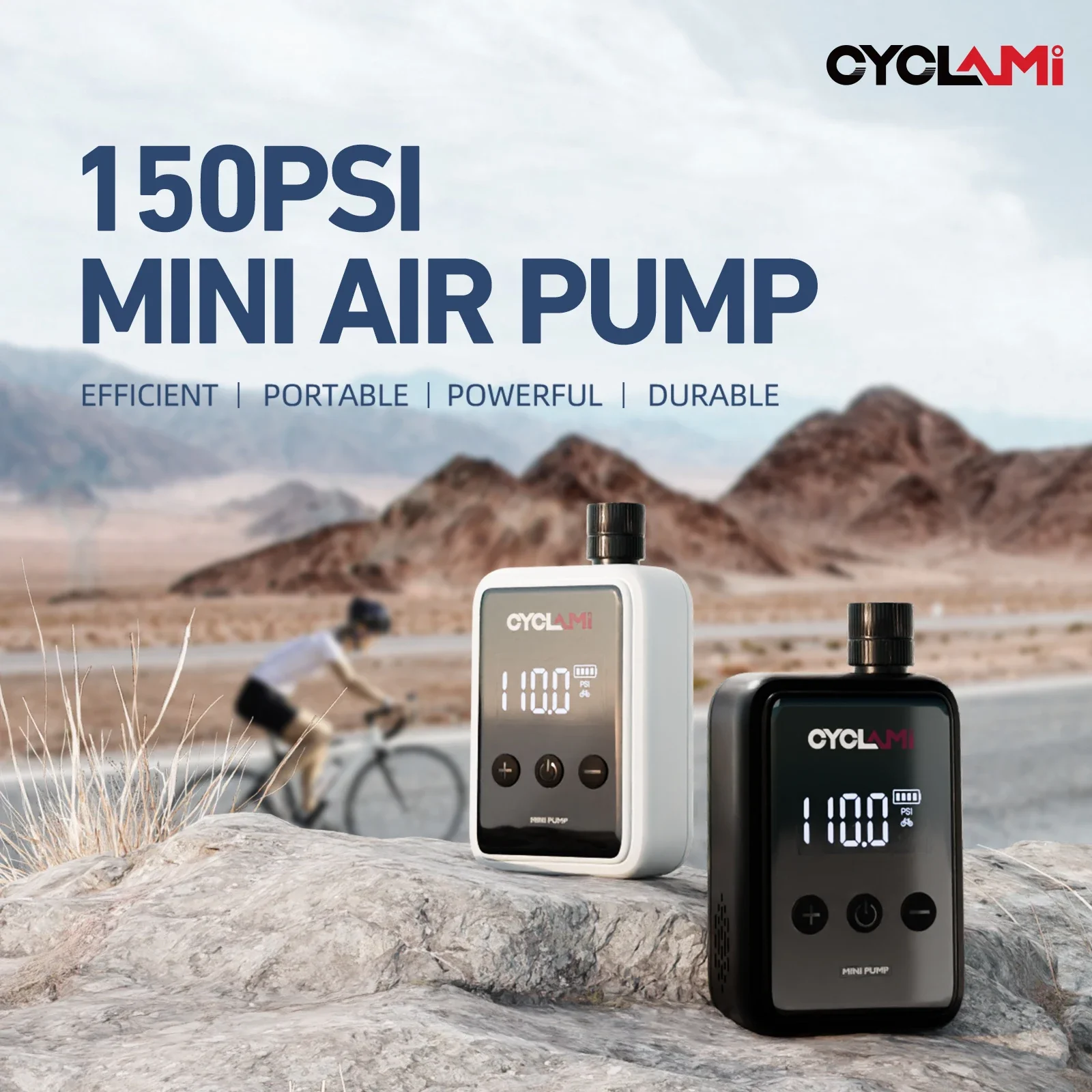 CYCLAMI 150 PSI Bike Pump Electric Portable Mini Bicycle Tires Pump With Digital Gauge Tire Inflator Bike Air Pump