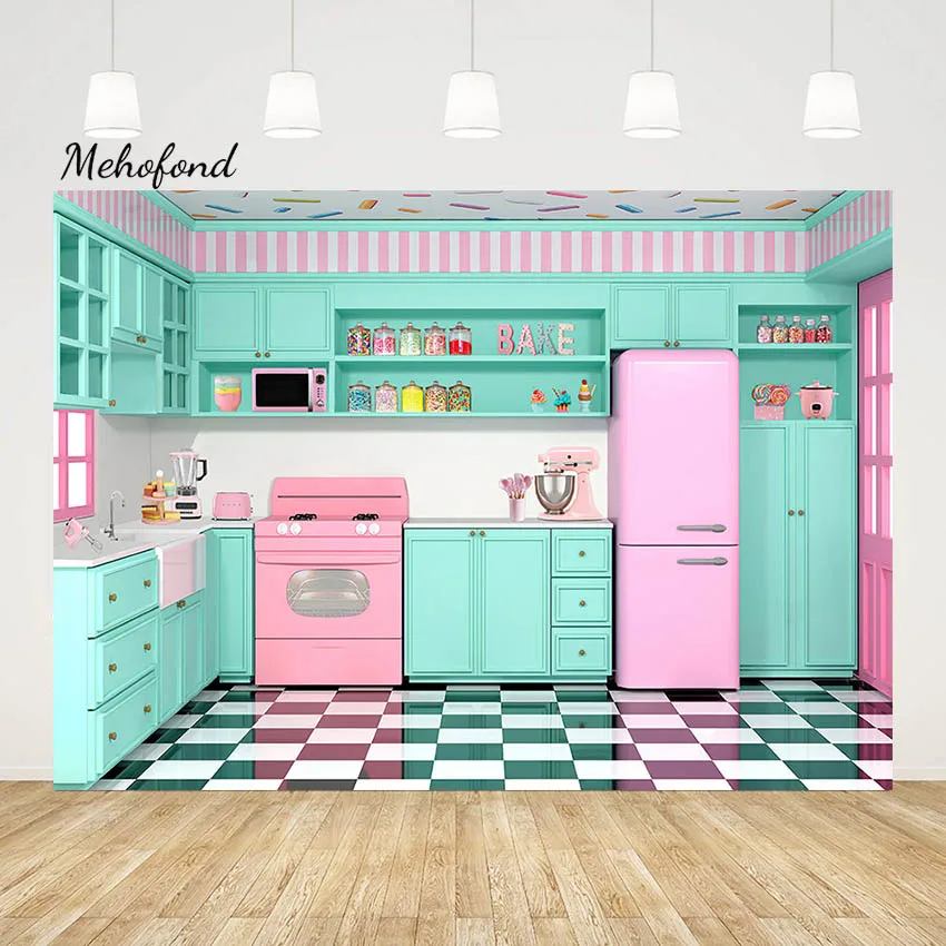 

Mehofond Mis Pastelitos Kitchen Backdrop Cooking Room Decor Kitchenware Pink Girl Birthday Cooking Baking Photography Background