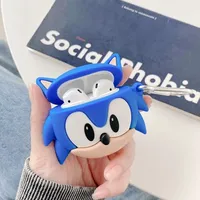 New Sonics AirPods Headphone Case Applies To AirPods 1 2 3 Pro Cute Cartoon Anime Silicone Headphone Case Kids Birthday Gifts