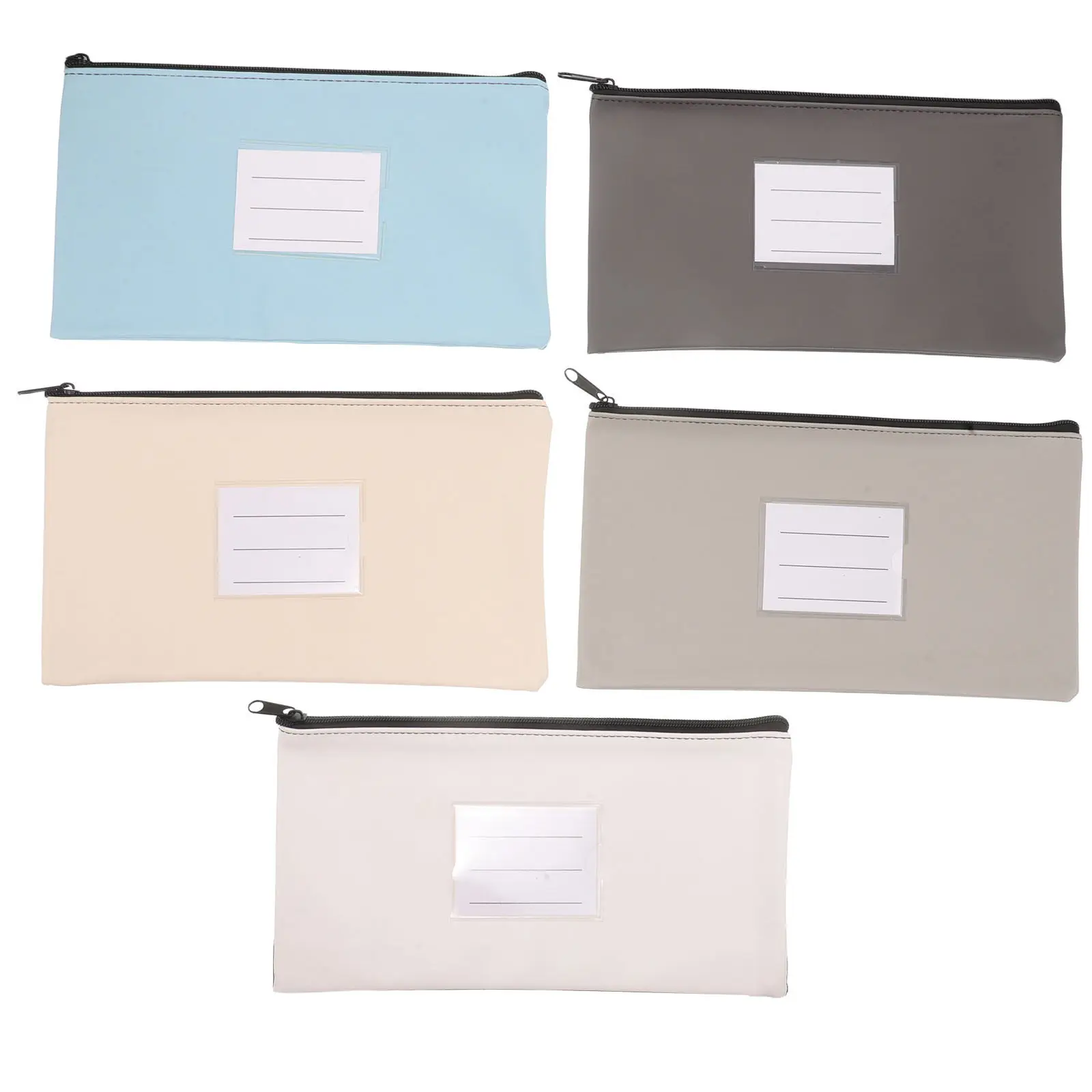 

5Pcs Receipt Organizer PU Money Bags Label Zipper Document Holder Office Home Travel Cash Storage Pouch