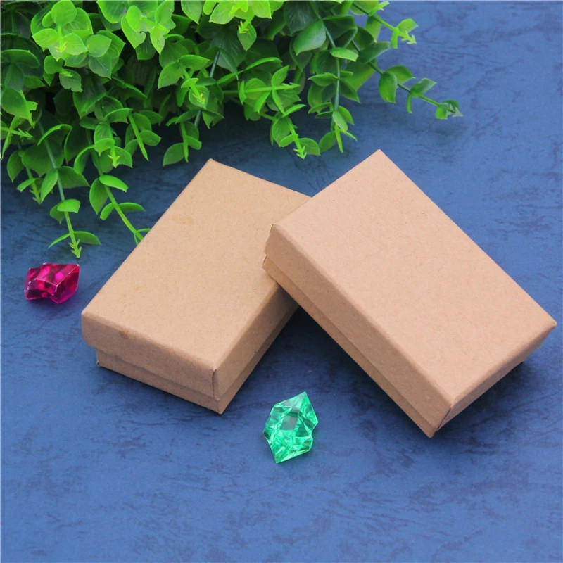 16pcs/lot 5x8 brown kraft box Jewelry Sets Display Box Cardboard Necklace Earrings Ring Box Packaging Gift Box with Black Sponge