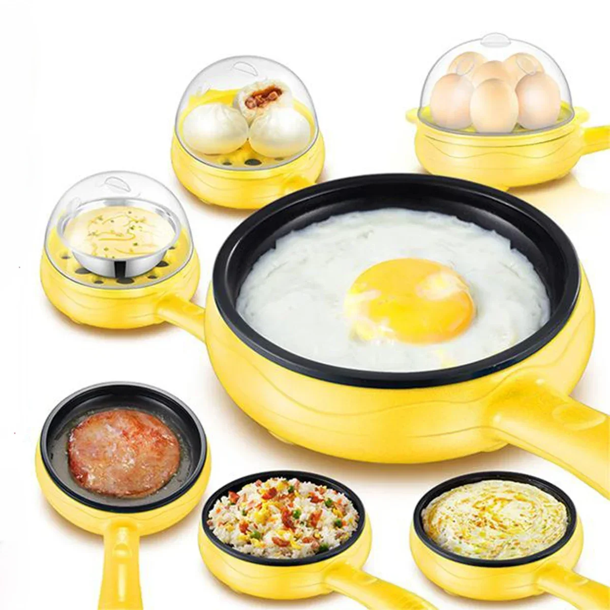 Electric Frying Pan, Omelette Maker Steamer Egg Cooker Eggs Mini Plug-in Frying Pan Automatic Power-off Breakfast Machine