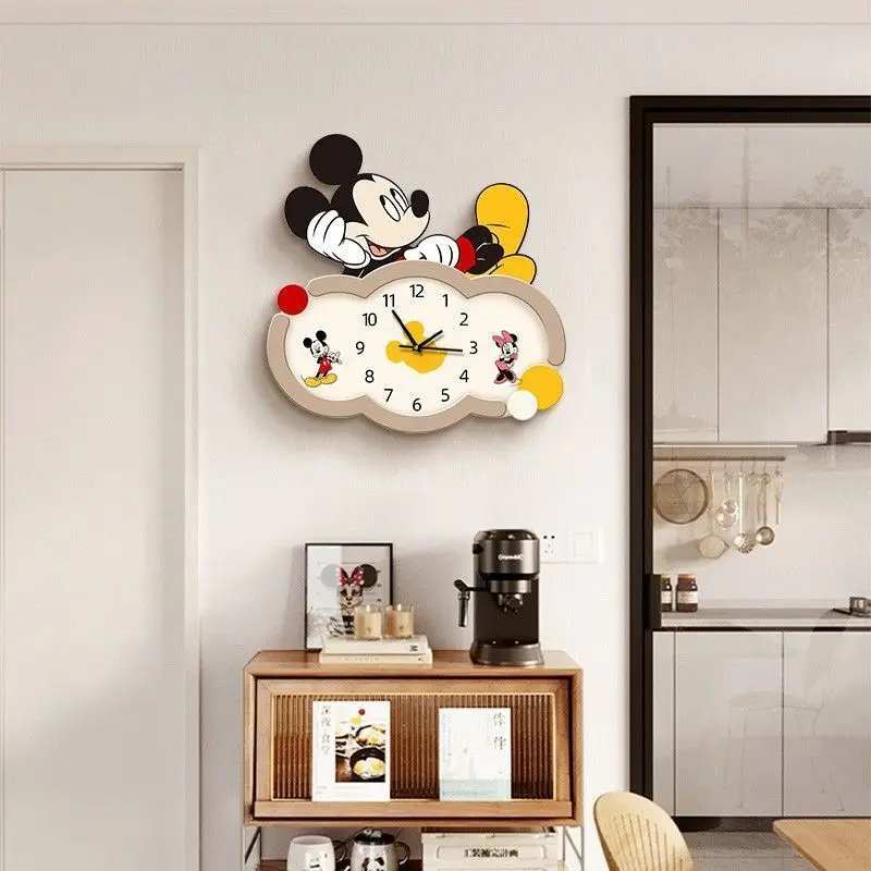 ミッキー漫画壁掛け時計リビングルームクリエイティブテレビ子供部屋壁掛け時計新しいシンプルモダンサイレントレストラン壁掛け時計ギフト