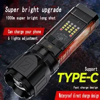 Solar Charging Flashlight Tactical Flashlight USB Rechargeable Flashlights Built in 3600mAh Strong Light Waterproof Flashlights