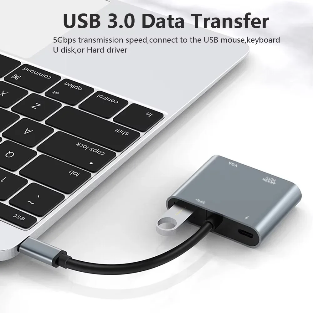 Station d'accueil USB C 4 en 1, adaptateur TYPE-C vers HDMI, HUB USB 3.0 5G, adaptateur OTG haute vitesse, séparateur pour PC portable Macbook