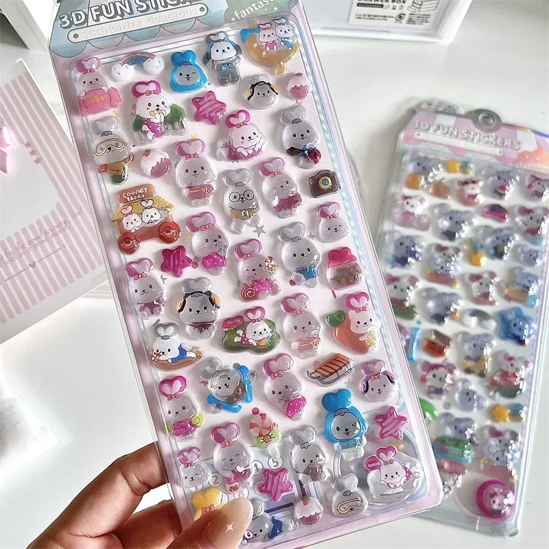 Cartoon 3D Relief Sticker Crystal Diamond Jelly Stickers Student DIY Handbook Scrapbook Stickers Phone Case Decoration view 5