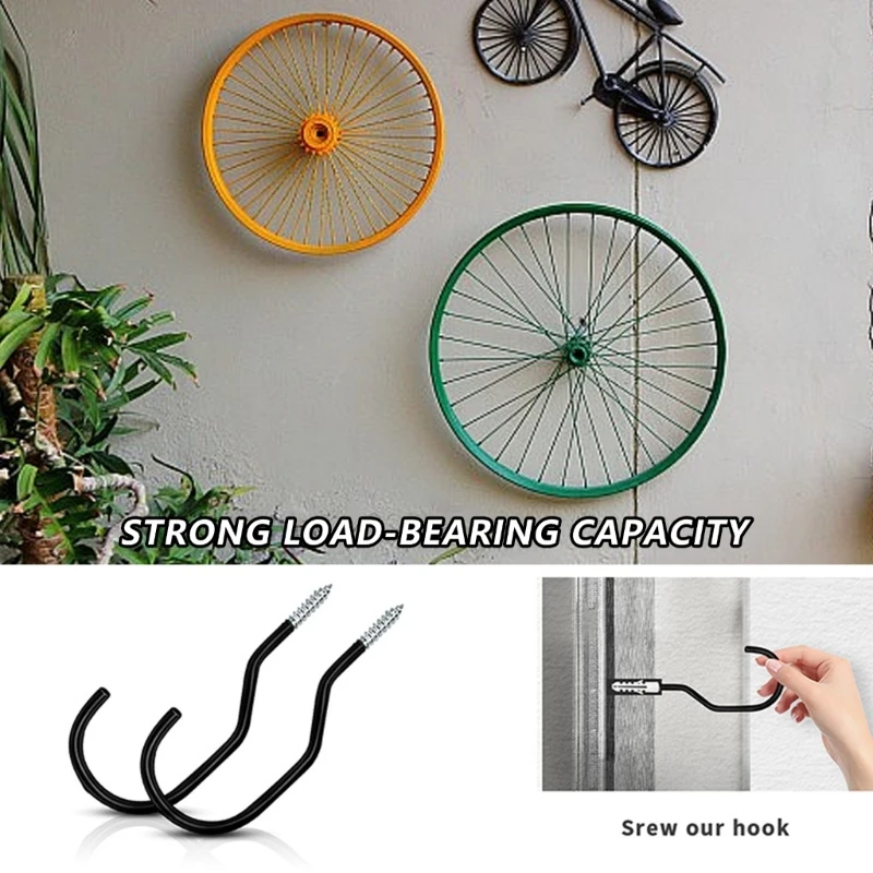 2Pcs Road Bike Wall Mount Hook Bicycles Hangers Heavy Duty Metal Hook Garage Organizers Bicycles Parking Buckles Enduring