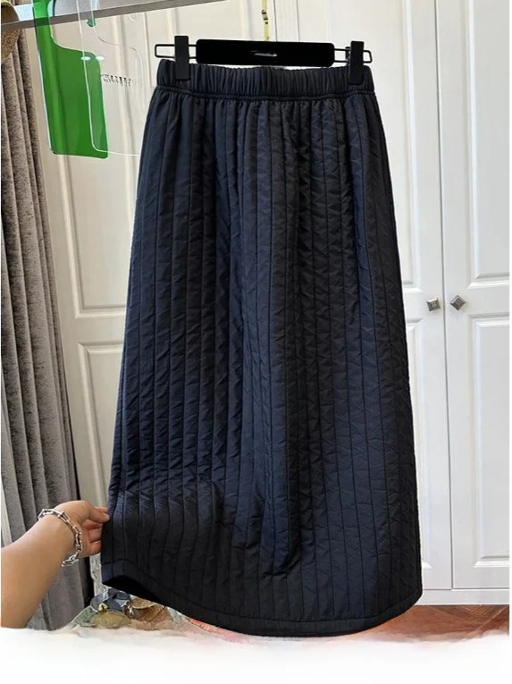 بالإضافة إلى حجم ألف خط تنورة المرأة Thiened القطن f تنورة ربيع الخريف الشتاء التخسيس الدافئة با سبليت تخفيف Sle الكورية... #1