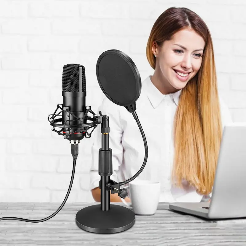 Condenser Microphone Set Studio Mic Equipment Recording Outdoor Gaming Microfono Usb