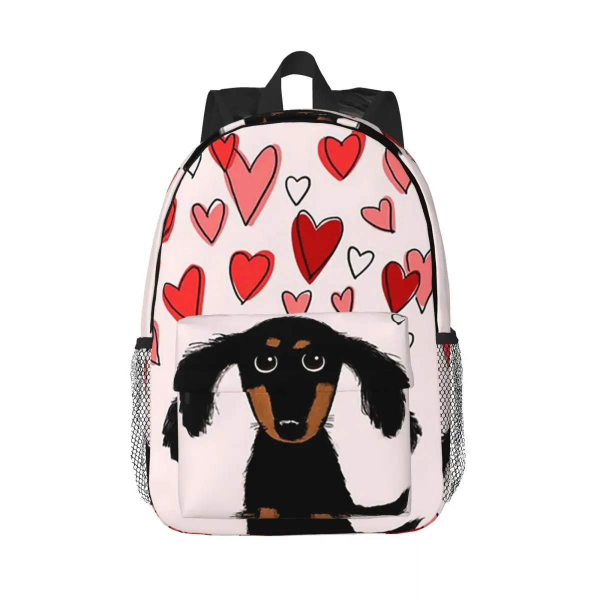 

Cute Dachshund Puppy Dog With Valentine Hearts Backpacks Boys Girls Bookbag Students School Bags Laptop Rucksack Shoulder Bag