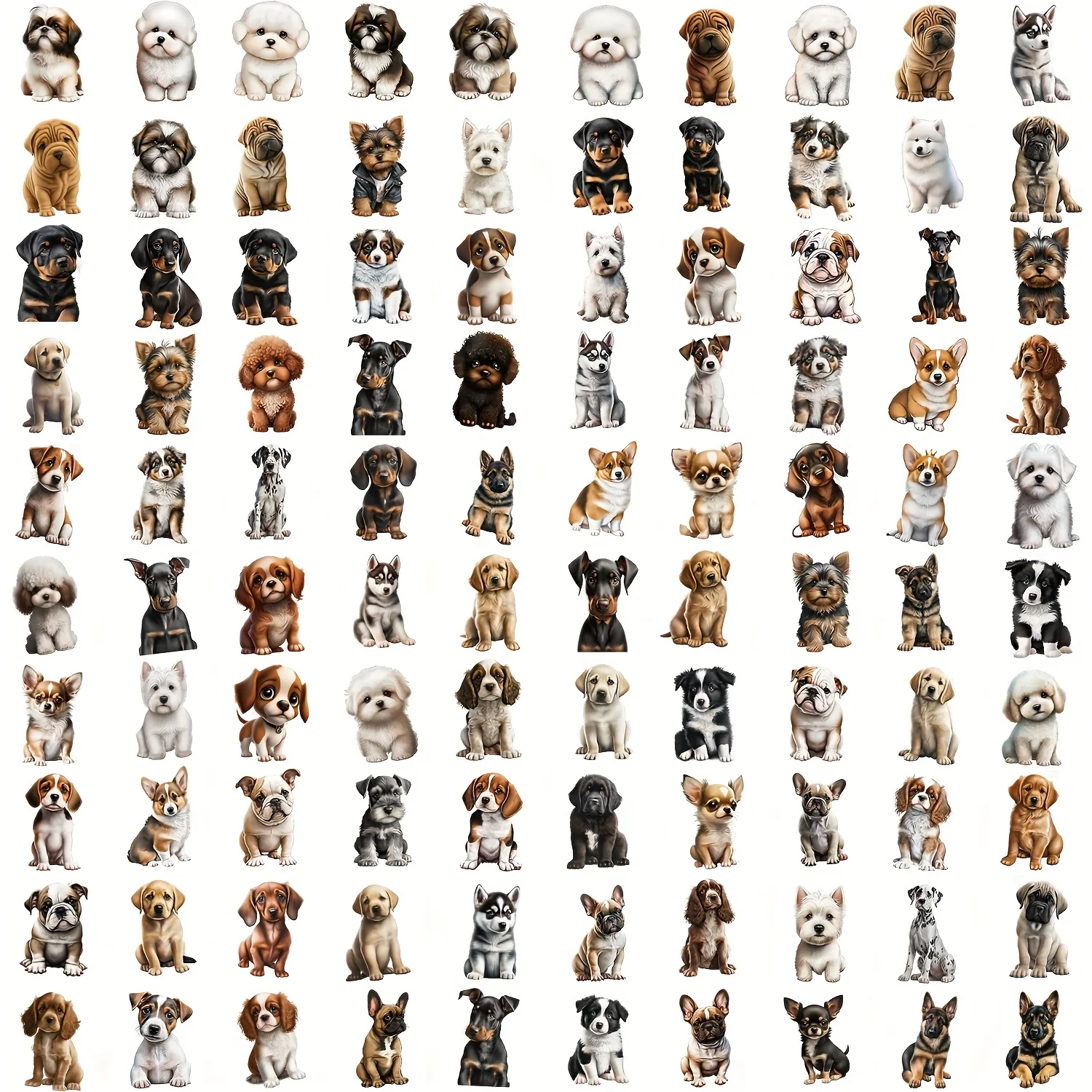 100PCS Cute Baby Dog Graffiti Stickers For Mobile Phones, Water Bottles, Computers, Decorative Stickers, Waterproof Creative Not