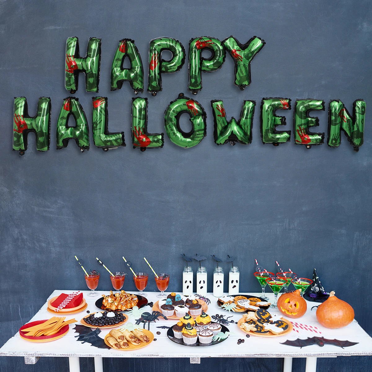

Halloween Balloon Decorations 26 Inch Green Aluminum Film Party Supplies Bright Color Letter Inflate Easy Photo Props