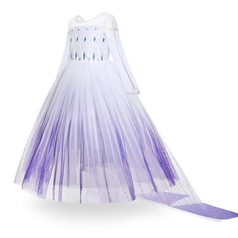 Weißes Schneekönigin Elsa Kleid Cosplay-Kostüm für kleine Mädchen, Feiertags-, Geburtstags-, Karnevals-Rollenspiel-Outfit – Detail 3
