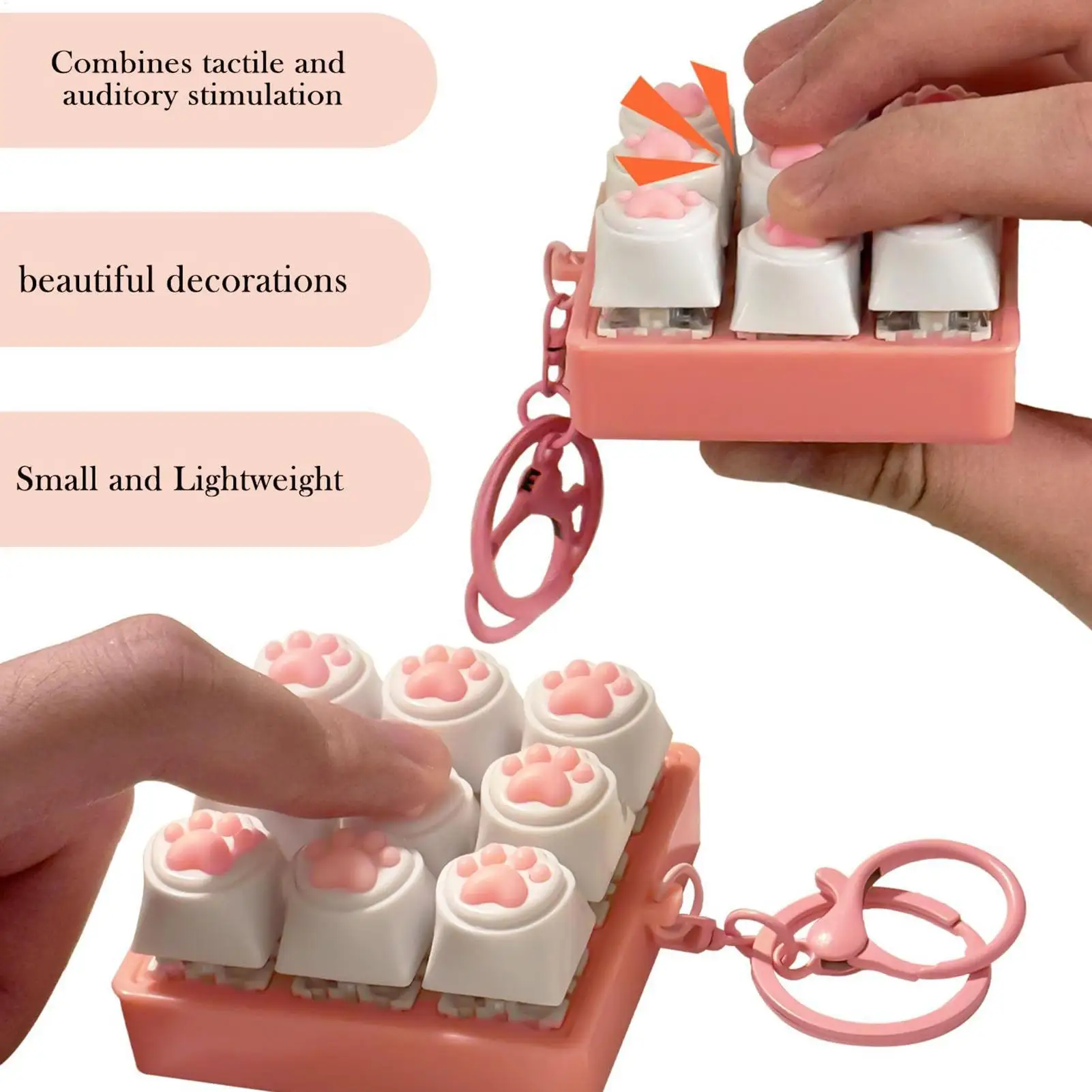 Teclado Fidget Toy 4/9 teclas teclado Fidget llavero antiestrés teclado botón yema del dedo tapas colgantes juguetes para aliviar el estrés