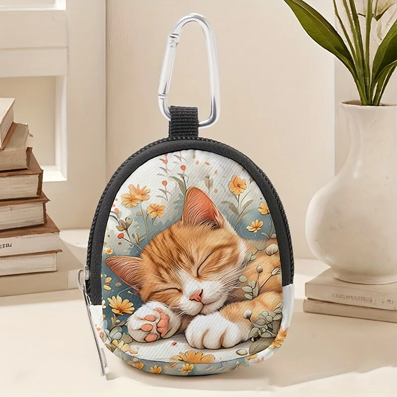 Colorful Cat Paw Print Coin Purse Waterproof Pu Leather Zipper Storage Bag Multifunctional Mini Earphone Bag Travel Accessories