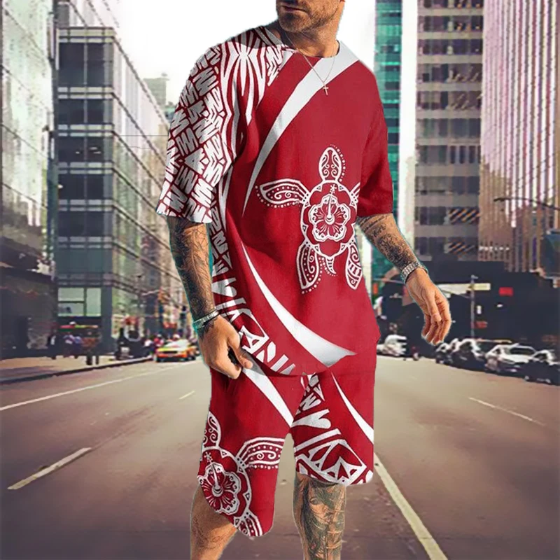 Neue Ankunft männer Kleidung Vintage Streetwear 3D Gedruckt Im Freien Hohe Qualität Sommer T Shirt + Shorts 2 Stück Set trainingsanzug