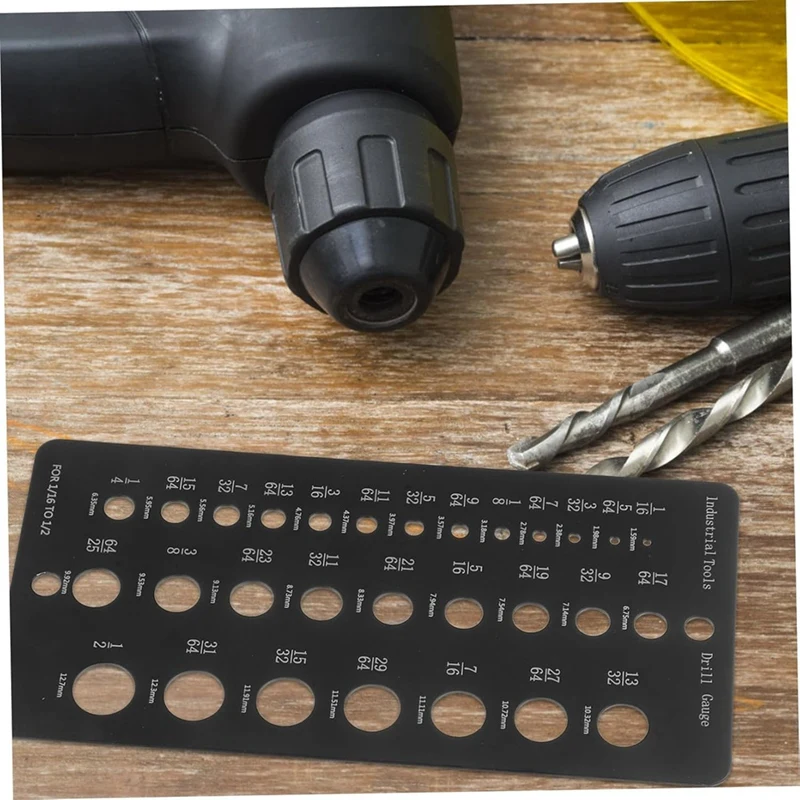 A23T Drill Bit Gauge 1/16 to 1/2 Inch, 29-Hole Drill Bit Measuring Instrument, Accurate Hole Measurement Tool for Workshop