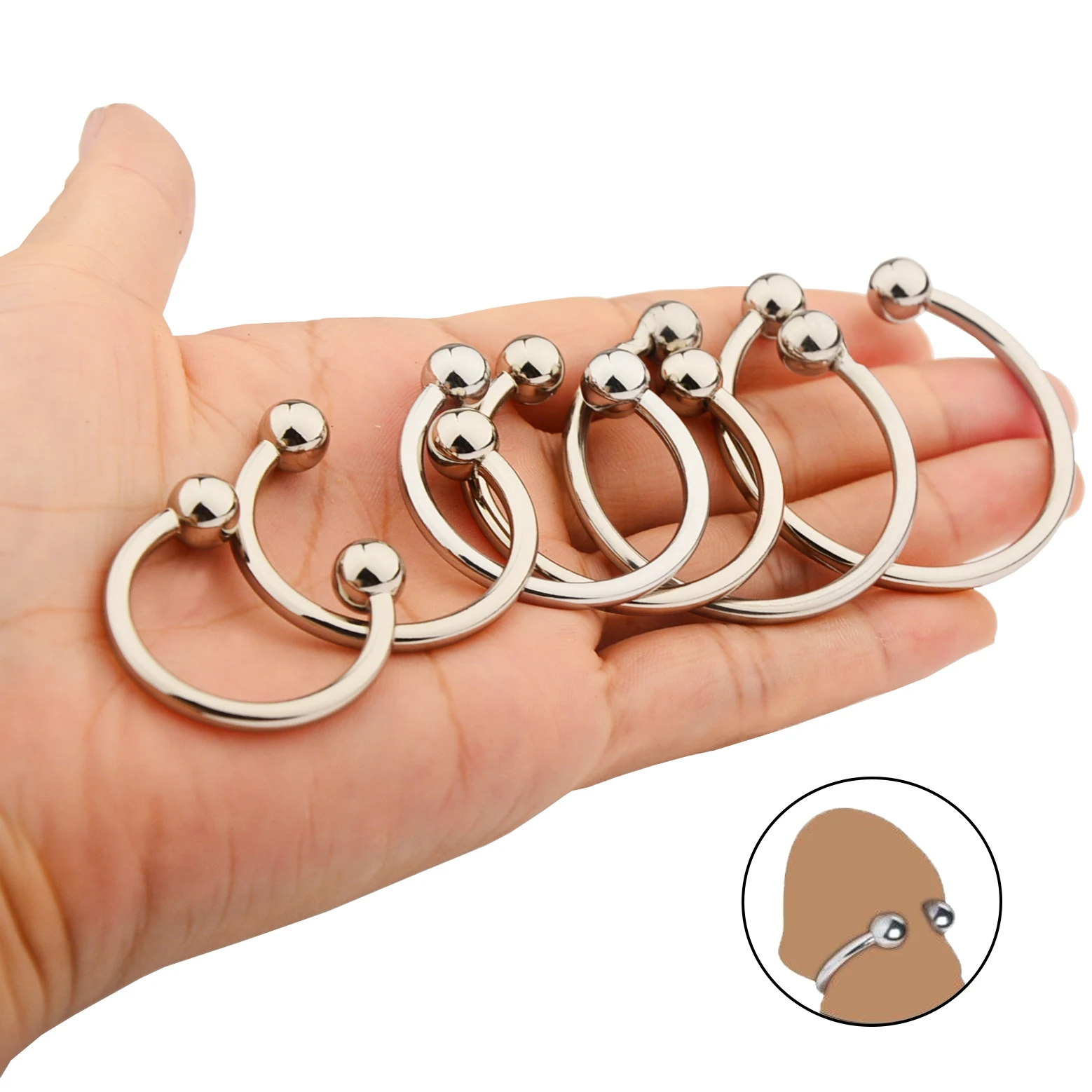 6 Sizes Male Metal Cock Ring Stainless Steel Penis Ring Glans Stimulator Masturbator Cockring Delay Ejaculation Sex Toy For Men