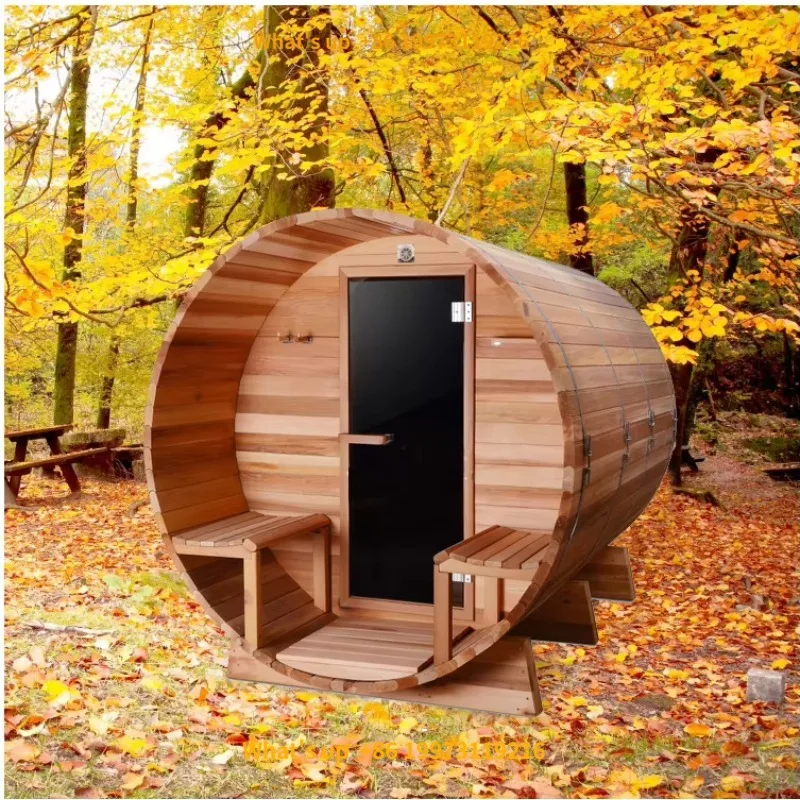 2026 Hot Modern Design Home Traditional Outdoor Wood Dome Sauna 2 Rooms Hemlock Solid Wood for Villa Exterior Use
