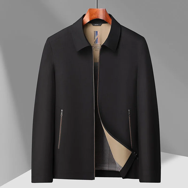 

Casual Thin Stand Collar Jaet Dad Coat Spring Autumn Middle Aged Men's Clothing andpa Sle Polyester Fiber Busin Casual