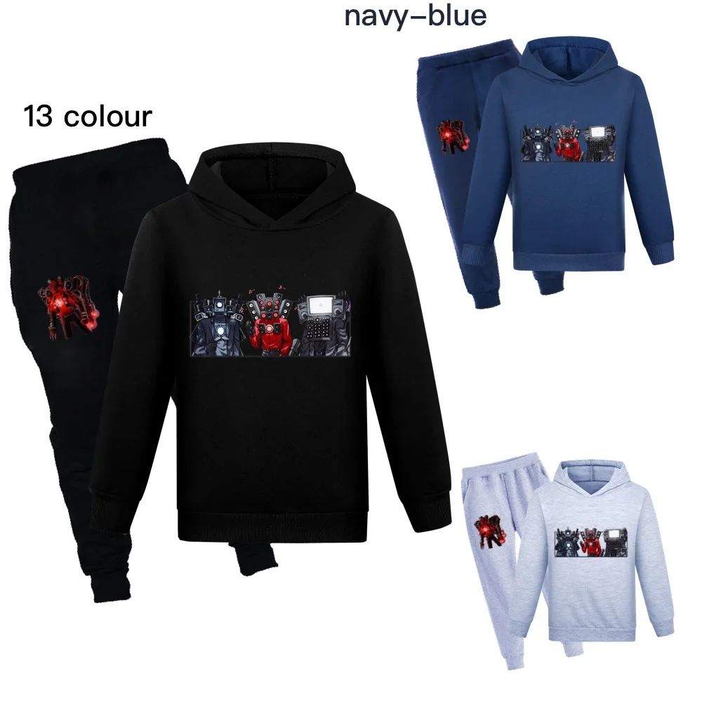 

Skibidi Toilet Costume Kids Spring/Autumn Sportswear Baby Boy Clothes Sets for Children Hoodie Pants 2pcs Set Girl Clothing