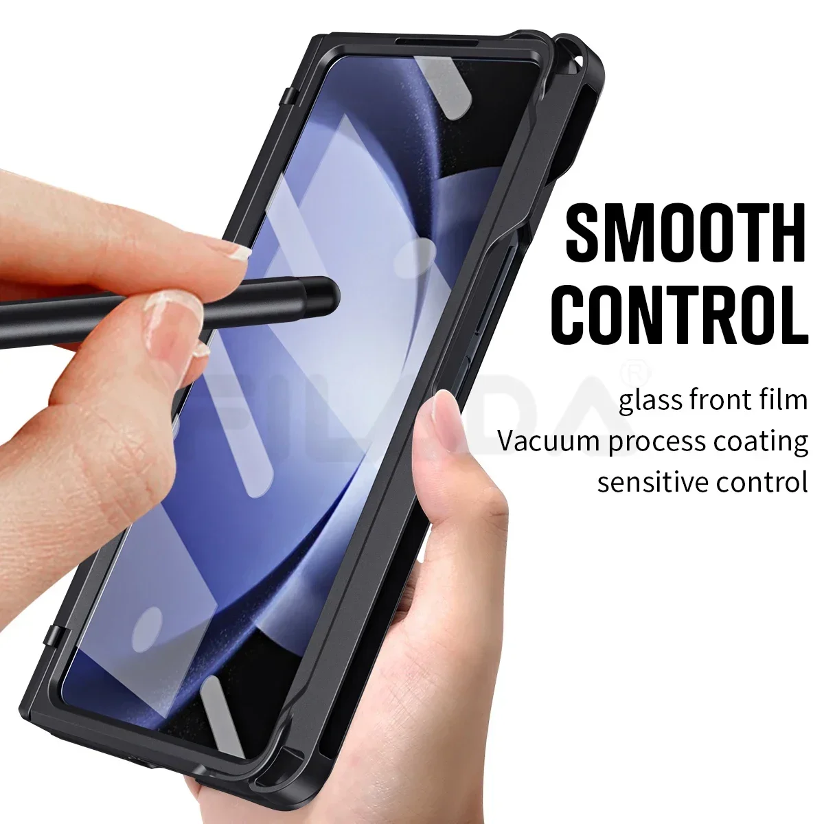 For Samsung Galaxy Z Fold 6 5 4 3 5G Case Luxury Pen Slot  Bracket Folding Hingle Tempered Film Protection Shockproof Hard Cover